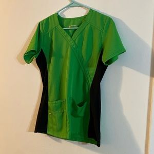 Green and black scrub shirt